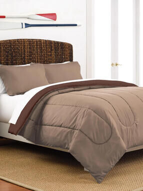 Martex Two-Tone 3-Piece Reversible Full/Queen Comforter Set in Khaki/Chocolate